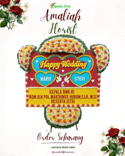 Karangan Papan Bunga Pernikahan di Sambongjaya
